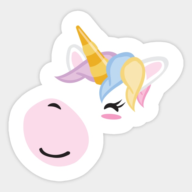 Kawaii Cute Unicorn Smiling Face Lover Sticker by Uncle Fred Design